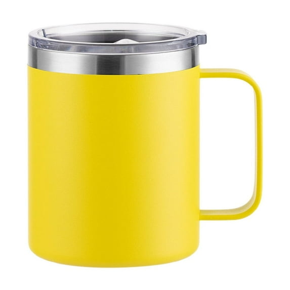 Coffee Mug with Handle,14oz Insulated Stainless Steel Coffee Travel Mug,Double Wall Vacuum Reusable Coffee Cup with Lid(Yellow)
