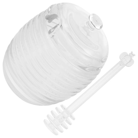 ifundom Clear Glass Honey Pot with Wooden Stirring Stick for Kitchen Storage and Serving, 1 Set