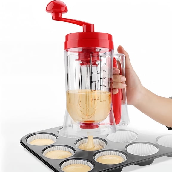 Coffee Mug with Red Plastic, for home, Hand-cranked Batter Cup Cake Baking Tool Dispenser Funnel
