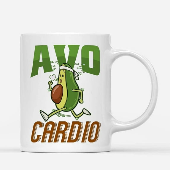 Coffee Mugs Avo Cardio Cute Running Avocado Gifts for Runners or Avocados Diet, Workout Lovers Birthday Thanksgiving Ceramic Tea Cup 11oz 15oz Christmas Mug