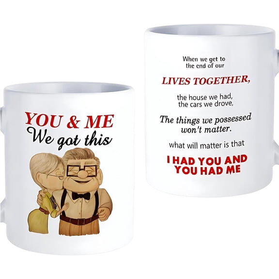 Coffee Mugs for Couple, YOU & ME We got this'', Wedding Anniversary Presents, Wife Husband Gifts, Birthday, Valentine Gifts for Couple, Girlfriend, Boyfriend, Red