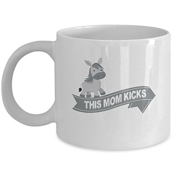 Donkey 11 oz Coffee Mug - This Kicks - Funny Gift for Mom White Ceramic