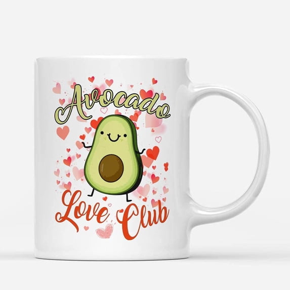 Coffee Mugs Funny Avocado Love Club Cute Foodie Gifts for Avocados or Vegan Lovers Birthday Thanksgiving Ceramic Tea Cup 11oz 15oz Christmas Mug