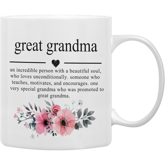 Coffee Mugs, Funny Pregnancy Announcement Gifts for Grandma, Great Grandma to Be, Double Side Printed Ceramic Mug Cup 11 Ounce