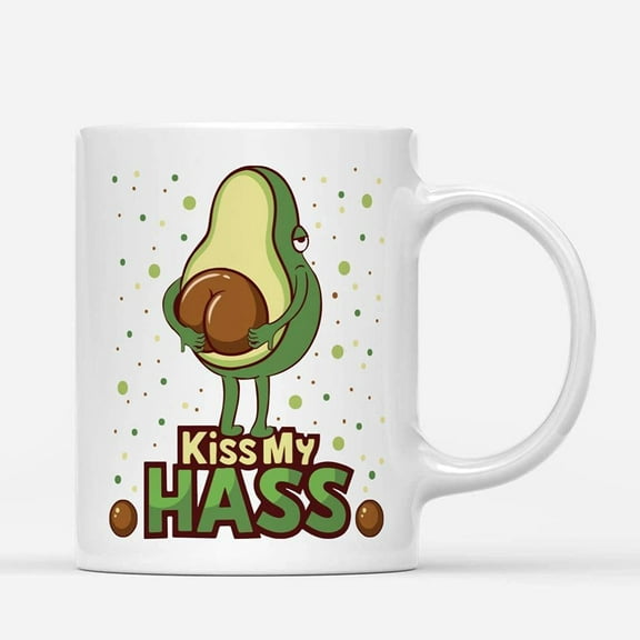 Coffee Mugs Kiss My Hass Funny Sarcastic Avocado Jokes Lovers Gifts for Her Him Birthday Thanksgiving Ceramic Tea Cup 11oz 15oz Christmas Mug
