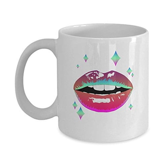Witch 11 oz Coffee Mug - Lips Design White Ceramic Gift