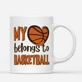 thumbnail image 1 of Coffee Mugs My Heart Belongs To Basketball Gifts for Hoop Player or Fans Coffee Lovers 11oz 15oz White Mug Christmas Gift, 1 of 7