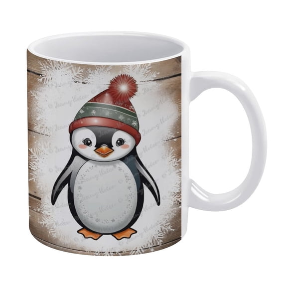 Coffee Mugs - Penguin Coffee Ceramic Mug Porcelain Latte Tea Cup - 330 ml / 11 oz White Ceramic Mug