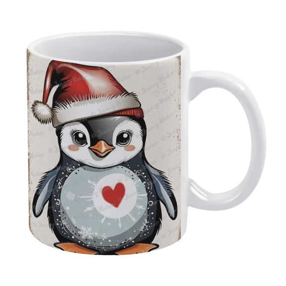 Coffee Mugs - Penguin Porcelain Cup Ceramic Coffee and Tea Mug - 330 ml / 11 oz White Ceramic Mug