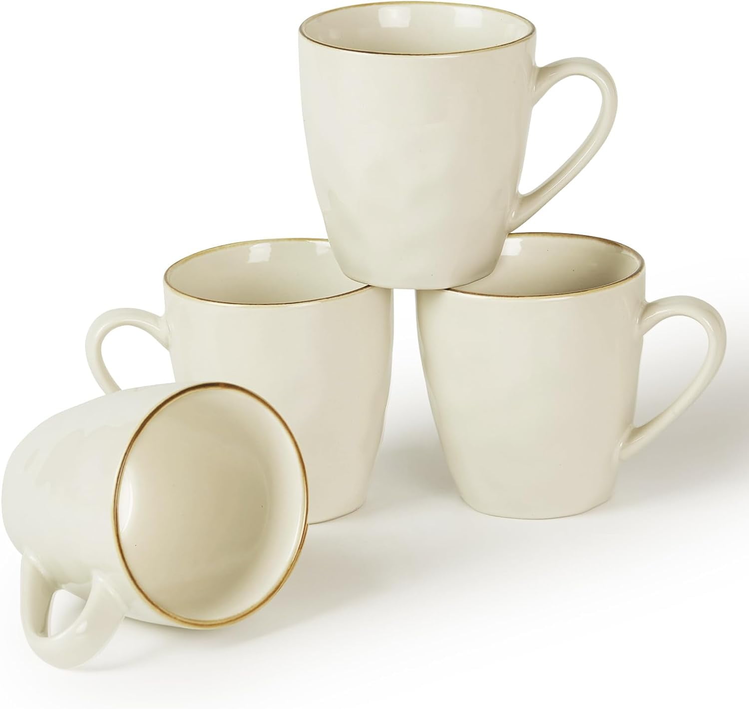 Urbanstrive 16 Oz Ceramic Coffee Mugs Set Of 6 – Large White Mug For Office & Home (Black Accent) - View #4