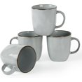 thumbnail image 1 of Coffee Mugs Set of 4, Ocean Square 13oz Coffee Cup Set with Handle for Cocoa, Milk, Hot Chocolate, Tea, Water, Stoneware Cups for Kitchen, Microwave and Dishwasher Safe, Grey, 1 of 14
