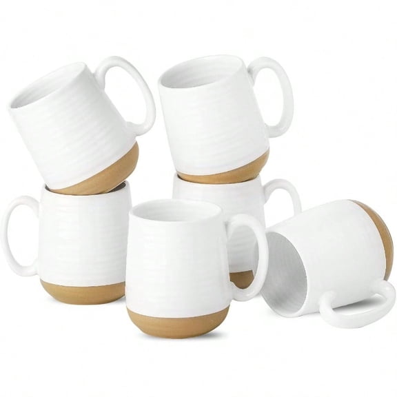 Coffee Mugs Set of 6 15 oz Ceramic Coffee Cups with Comfortable Handle Classic White Mug for Men and Women Tea Cup Set for Latte Cappuccino Milk Soup Dishwasher and Microwave Safe