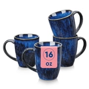 Coffee Mugs Set of 4, 16oz Coffee Cups Set with Handle, Ceramic Tea Mugs for Kitchen, Latte Mugs for Coffee,Cocoa, Tea Blue