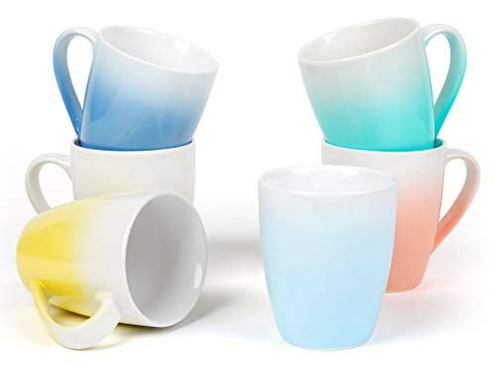 Set of 6 Ombre Ceramic 16 Oz Coffee Mugs