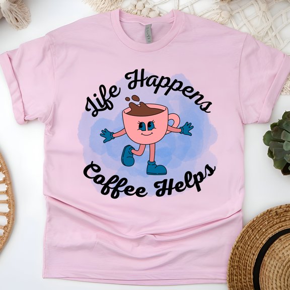 Coffee My Only Priority Skeleton Graphic T-Shirt for Adults, Light Pink, Size 3XL