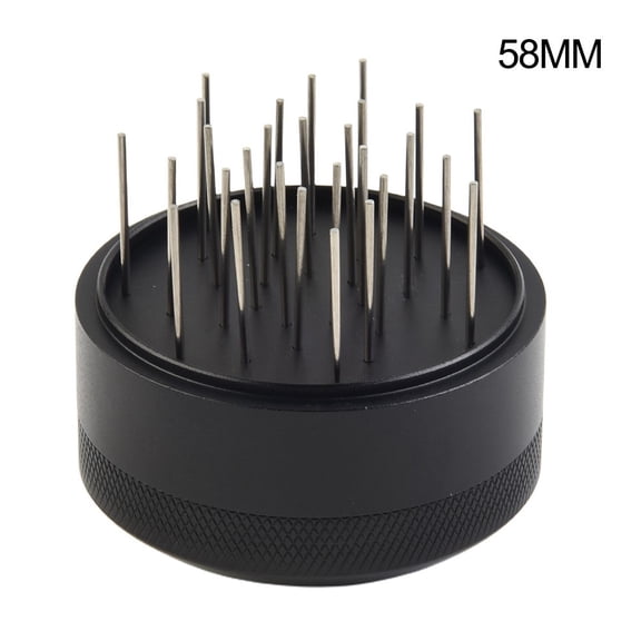 Coffee Needle Tamper 5358MM with 19 Pin Stainless Steel Design, Adjustable Depth Distributor and Leveler Tool for Espresso Grounds with Aluminum Handle (58MM)