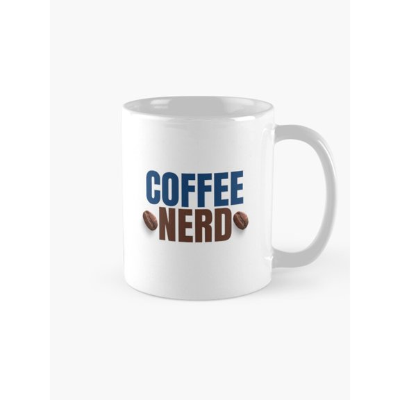 Coffee Nerd Navy and Brown Coffee Bean Mug, 11oz Ceramic, Microwave and Dishwasher Safe