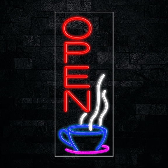 Coffee Open-LED Neon Sign 12"L x 30"H #30400