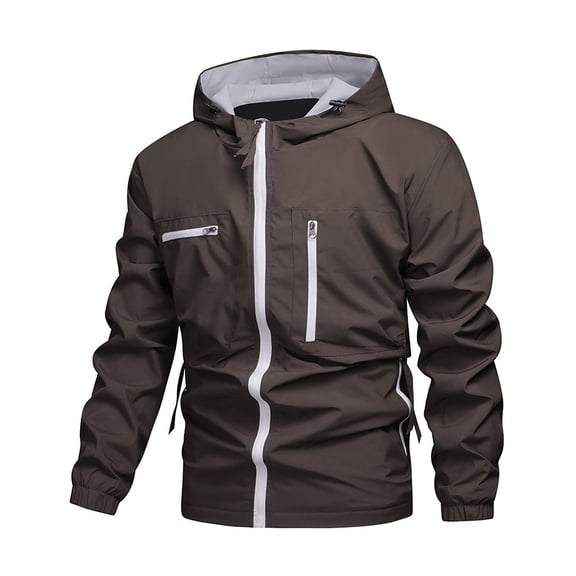 Coffee Outfit for Man Winter Fall Long Sleeve Color Block Track Athletic Casual Running Going Out Hooded Plain Jacket Hoods Coats Man 2026 Clothing S