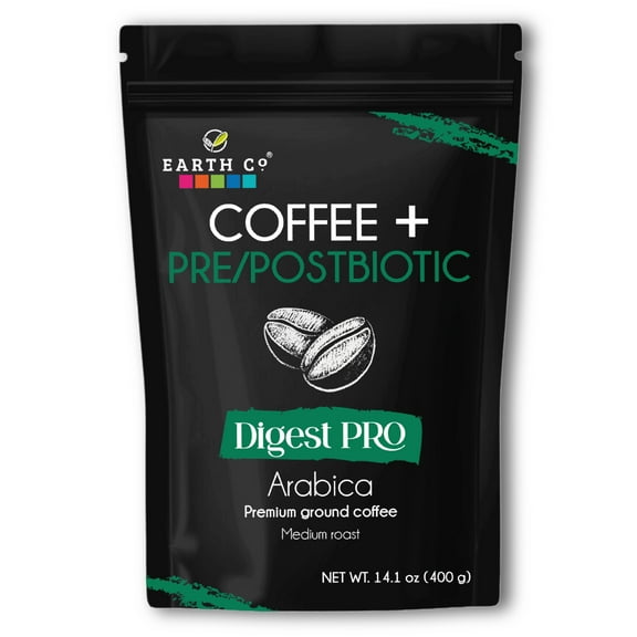 Coffee + PRE/POSTBIOTICS  Earth Co / Ground Coffee Medium roast 14.1 oz / 400 grs