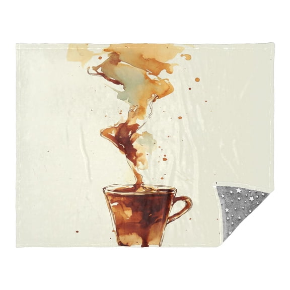 Coffee Pattern Design 70x55in Flannel Throw Blanket, Double Sided, Soft and Cozy, Glow in the Dark