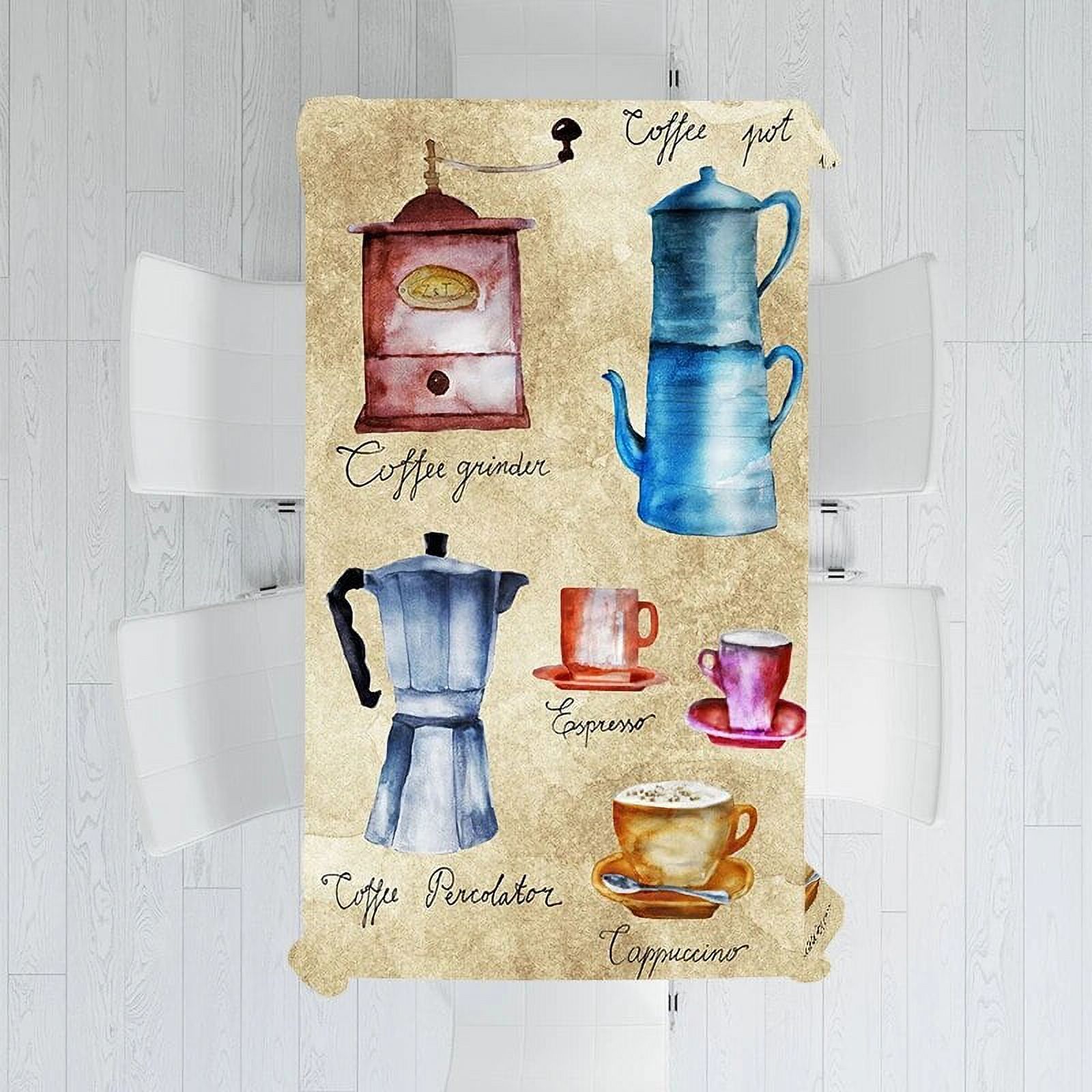 Coffee Pattern Fashion Tablecloth Waterproof Dining Table Wedding Party
