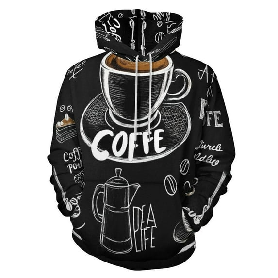 Coffee Pattern Men's Women Vintage 3D Hooded Sweatshirt - All-Season Loose Fit Streetwear