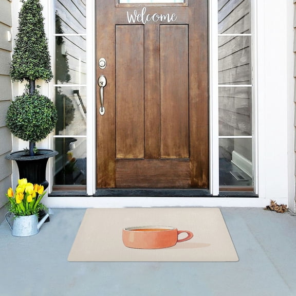 Coffee Pattern Versatile Absorbent Door Mat, Non-Slip, Easy to Clean 32''x20''