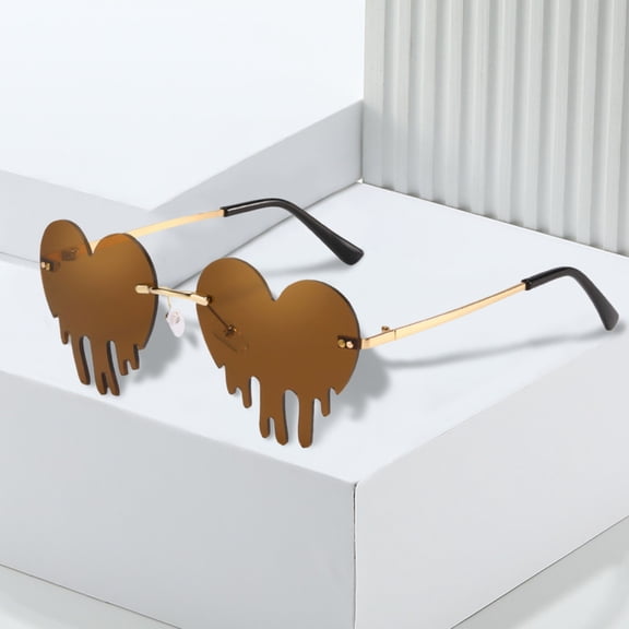 Coffee Peach Heart Sunglasses Retro Oval Sunglasses for Women Aviator Sunglasses Plastic Trendy Classic Retro Womens Sunglasses Men Driving Sun Glasses UV Protection One Size
