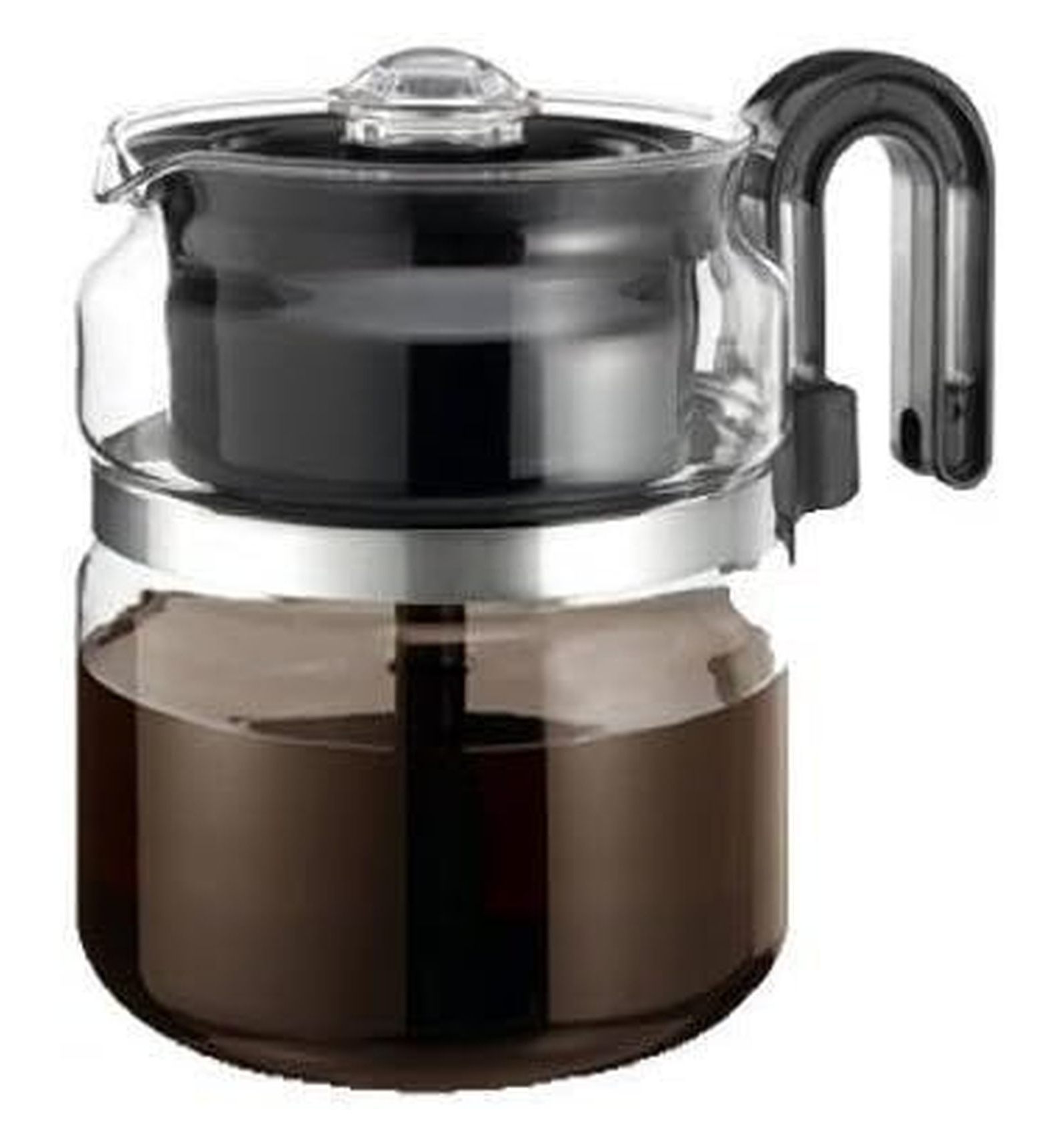 Coffee Percolator 8 Cup, One-All Glass Coffee Maker, Stovetop & Electric, BPA-Free, Black Handle, Heat Resistant Borosilicate Glass