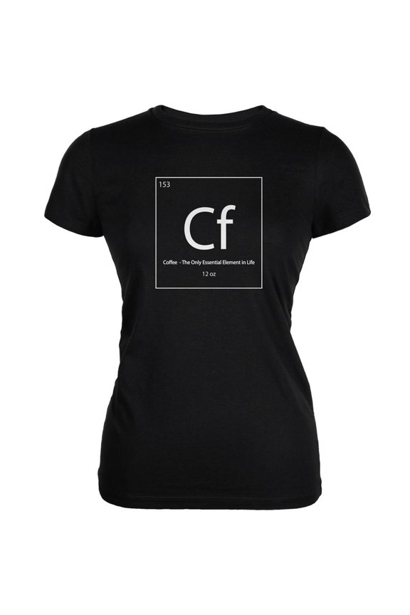Coffee Periodic Table Black Juniors Soft T-Shirt - Small