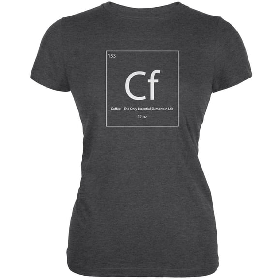 Coffee Periodic Table Dark Heather Juniors Soft T-Shirt - Medium