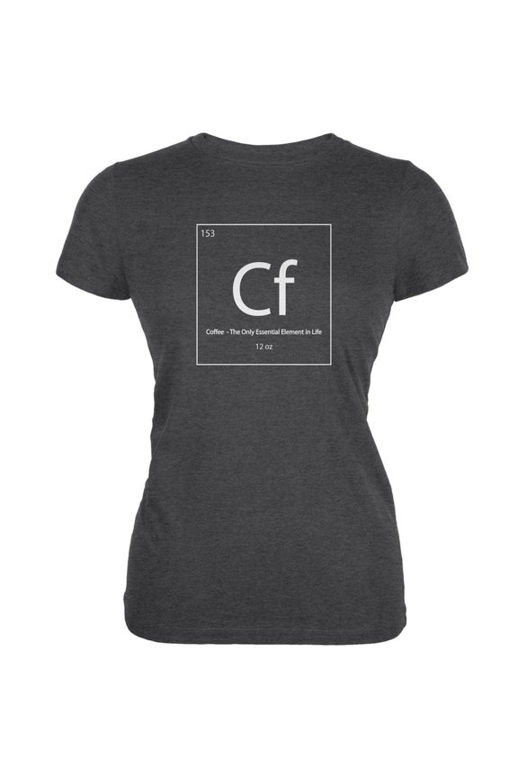 Coffee Periodic Table Dark Heather Juniors Soft T-Shirt - Medium