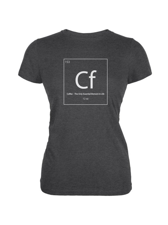 Coffee Periodic Table Dark Heather Juniors Soft T-Shirt - Medium