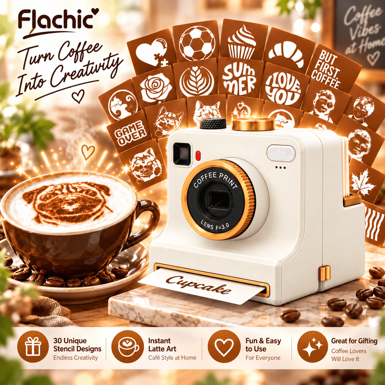 Coffee Photo Printer, 3D Printed Latte Art Camera, Manual Coffee ...