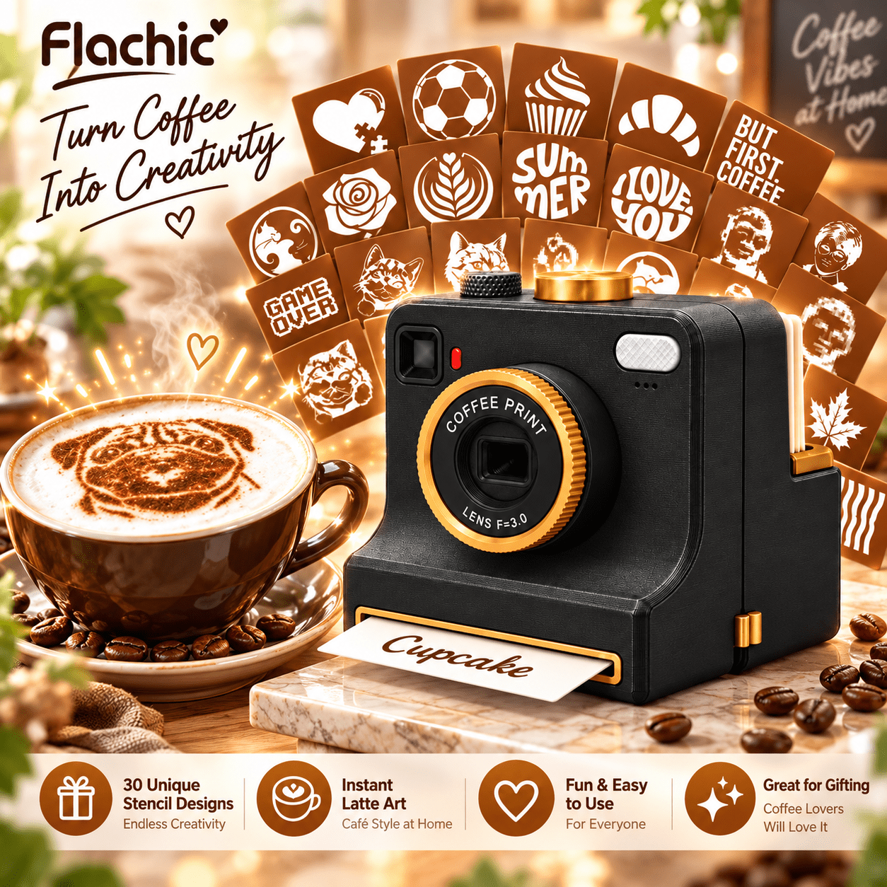 Coffee Photo Printer, 3D Printed Latte Art Camera, Manual Coffee ...