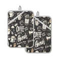 thumbnail image 1 of Coffee Picture Square Insulation Pads 2 Piece Heat Resistant 338 Degrees F Oven Mitts for Kitchen Table BBQ Microwave and Other Cooking Occasions, 1 of 7