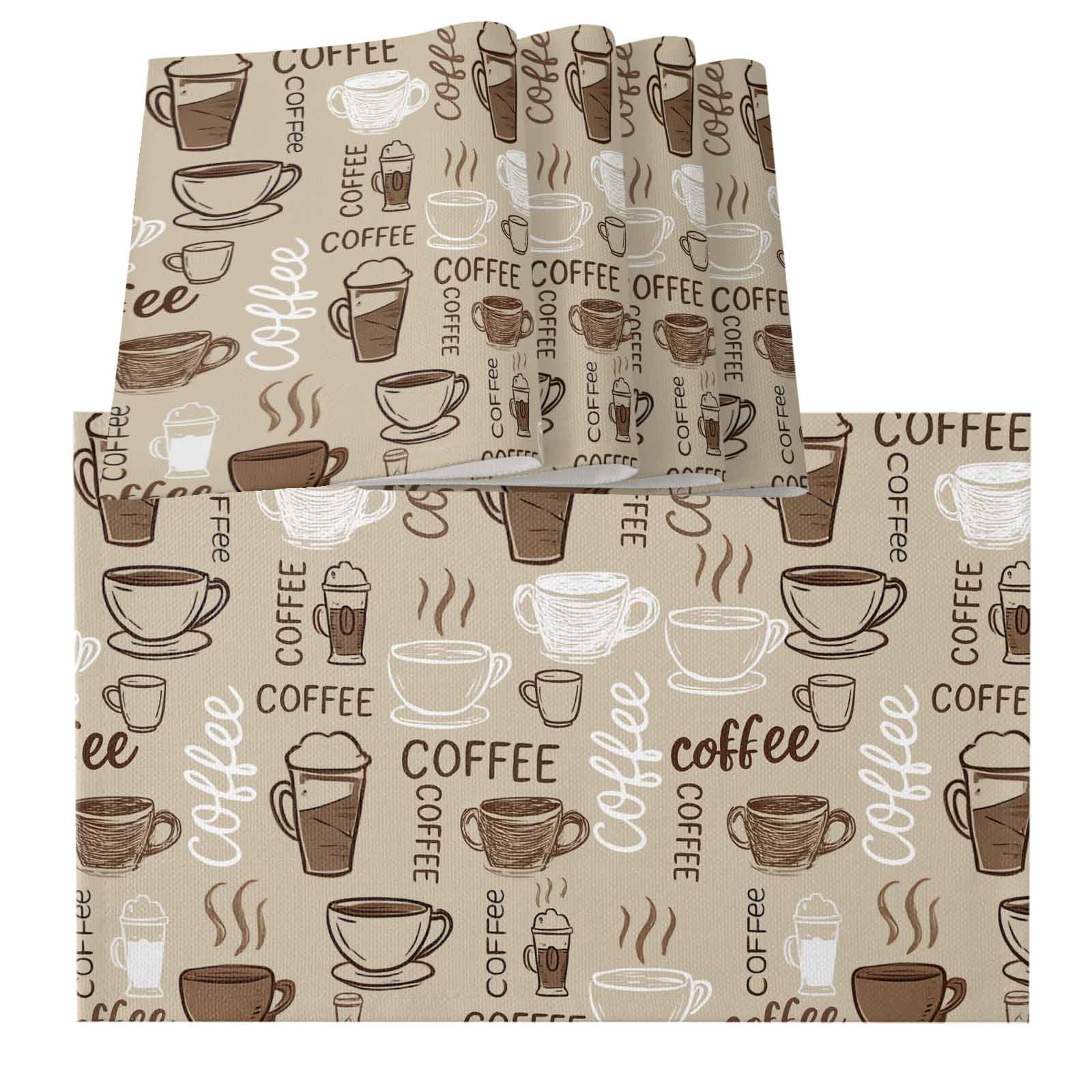 Coffee Placemats for Dinning Table Set of 4, Beige Farmhouse Retro ...