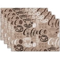 thumbnail image 1 of Coffee Placemats Set of 4,Brown Coffee Theme Dining Mat, Rectangle Linen 12 x 18in Non Slip Coffee Cup Print Place Mat for Kitchen Dining Party Decoration, 1 of 6