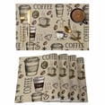 thumbnail image 1 of Coffee Placemats Set of 8, Khaki Farmhouse Vintage Beans Cups Funny Placemats for Dining Table, Place Mats for Kitchen Tabletop, Waterproof Wipeable Dining Table Mats Set, 1 of 9