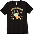 thumbnail image 1 of Coffee Please American Sign Language ASL Teacher Groovy Premium T-ShirtMen and women, Black T-shirt, size: Extra large, 1 of 4