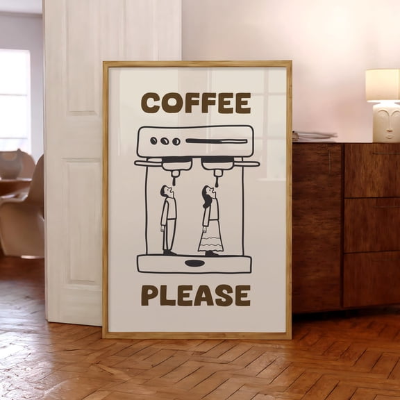 Coffee Please Italian Espresso Coffee Lover Kitchen Bar Wall Art Home Decor Unframed Paper Print