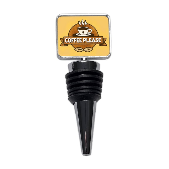 Coffee Please Yellow Wine Bottle Stopper Cap Plug