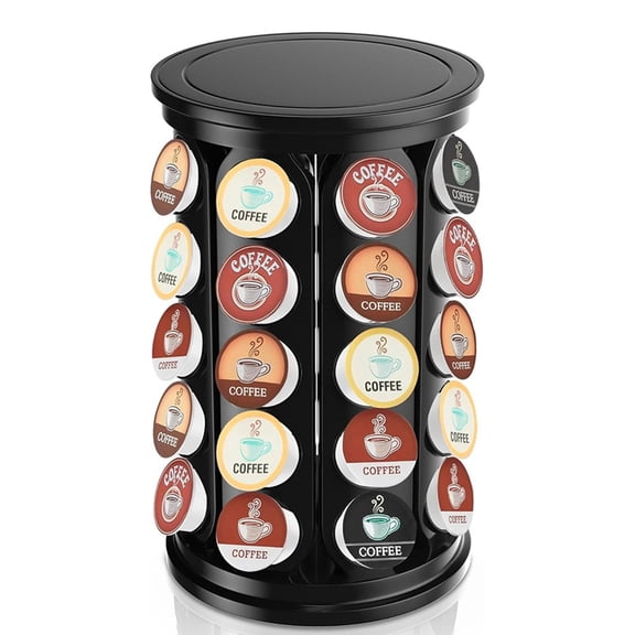 Coffee Pod Carousel Organizer: for 40 K Cup Pods, Coffee Capsule Holder, Home or Kitchen Counter Black