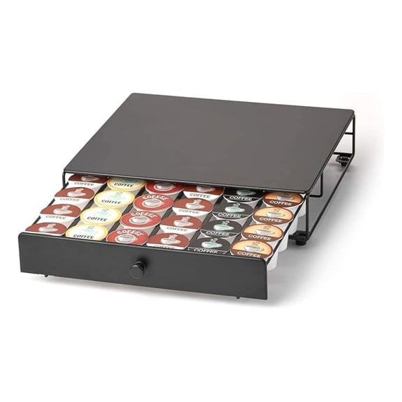 Coffee Pod Drawer - Black, K-Cup Compatible, 36 Pod Capacity, Rolling Storage Organizer for Kitchen Counter