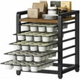 thumbnail image 1 of Coffee Pod Drawer Holder, 5-Tier Coffee Pod Organizer, 100 Pods Capacity, Small Desktop Storage Rack for K-Cup, Space Saving, for Kitchen, Living Room, Cafe, Rustic Brown KH05BR, 1 of 8