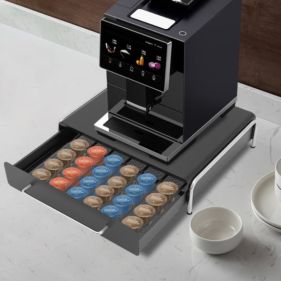 Coffee Pod Drawer Holder for K Cup, 40 Capacity Capsule Pods Storage Organizer, Under Coffee Pot Storage Drawer, Home Kitchen Coffee Pod Holder Counter Coffee Station