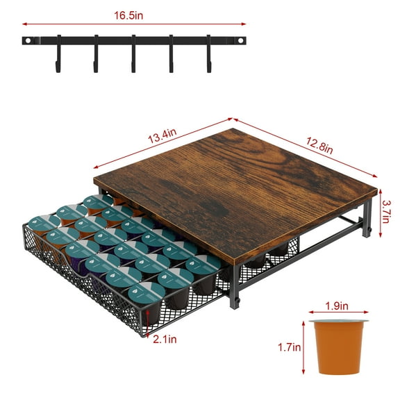 Coffee Pod Drawer for K Cup Drawer Storage Coffee Pod Storage with Drawer Basket Capsule Storage Rack for Home Office Farmhouse Cafe Counter 36 Capacity