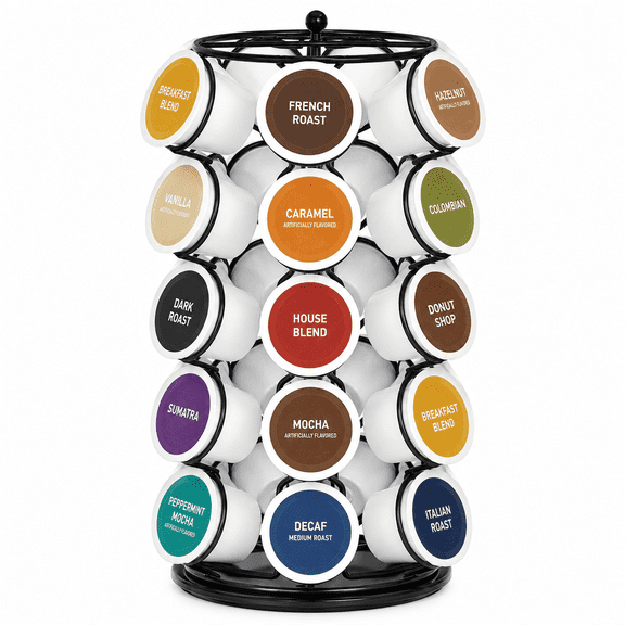 Coffee Pod Holder, 360 Degree Rotating Coffee Capsule Organizer Stand, Compatible with K-Cup Pods and Dolce Gusto Capsules, Holds up to 35 Pods