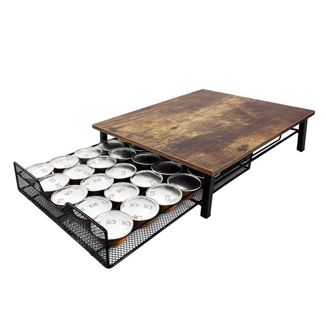 Coffee Pod Holder, Brown Coffee Organizer Station for Bar Kitchen